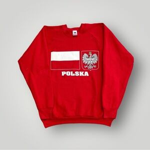 Vintage 90’s Polska Poland Country Flag Destination Crewneck Sweatshirt